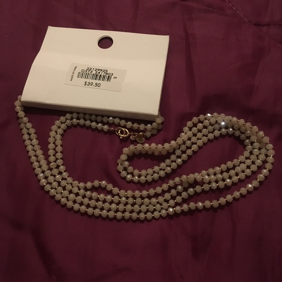 NWT - LOFT extra long beaded necklace - bone - Picture 3 of 4